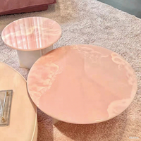Table basse moderne en onyx rose avec marbre de jade rose, fourniture directe d'usine pour la maison ou la villa, idéale pour le mobilier de bureau à domicile