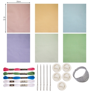 Sashiko Mending & Patchwork 6 PCS Macaron Tissu Fil et Kit d'outils pour Artisanat Couture Couture Débutants DIY Personnalisé - Product Image 2