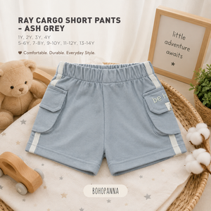 Pantalones cortos cargo de algodón a la moda para niños, diseñados con bolsillos prácticos y un ajuste cómodo para mantenerlos cómodos durante todo el día. - Product Image 3