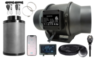 Kit de ventilateur de conduit électrique 6 pouces (base en plastique) avec roulement à billes 3000 tr/min, contrôleur intelligent par application, ventilateur silencieux + filtre à charbon + conduit de 10 pieds pour culture