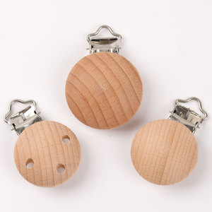 Clip para chupete redondo de madera natural de haya con cierre de clip para bebés y niños pequeños de 0 a 12 meses - Product Image 2