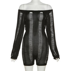 2023 da donna in tinta unita a maglia a manica lunga senza schienale abito da donna Mini abito Sexy - Product Image 6