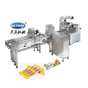 Auto Feeding And Packing Machine With Stainless Steel Pusher for Wafer Biscuit Packing Line Solution