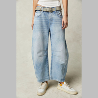 Pantalon Cheville en Jean Large Taille Mi-Haute Coupe Tendance Dernier Design Coupe Tonneau pour Femme, Vintage Ample Style Boyfriend 2025