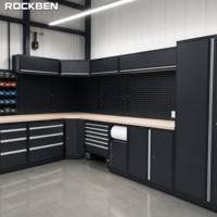Ensemble d'outils ROCKBEN, armoire de rangement pour équipement de garage, système de rangement en métal, boîte à outils combinée pour atelier mécanique, tiroir, chariot robuste