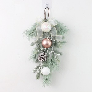 Bộ đồ trang trí Giáng sinh màu hồng, quả thông nhựa mạ điện, quả thông nhựa hình nón, vòng mây, vòng hoa Giáng sinh bằng mây - Product Image 4