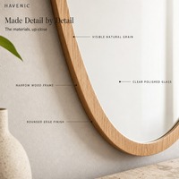 Miroir de salle de bain mural en bois de style américain rétro et nostalgique pour coiffeuse/maquillage, design décoratif de forme irrégulière