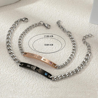 Pulsera de Acero Inoxidable con Corona de Zirconia Grabable, Cadena Cubana, Regalo de San Valentín para Amantes de la Moda al por Mayor