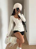 Pull tricoté à manches longues pour femme 2026, épaisseur standard, style décontracté, coupe ajustée, sexy avec détails boutonnés (personnalisable)