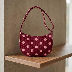 Bolso de Hombro Acolchado con Estampado de Lunares para Mujer, Bolso Bandolera de Tela de Algodón con Cremallera, Bolso de Hombro de Algodón Orgánico para Uso Diario y Viajes - Product Image 6