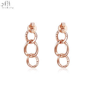 Hong Kong Wholesale High Quality Elegant <b>Fine</b> Jewelry 18K Solid Rose Gold Real Natural Diamond <b>Stud</b> <b>Earring</b> For Women's Gift - Product Image 2