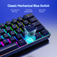 Untuk K673 PRO RGB Nirkabel PS/2 61 Tombol Keyboard Gaming 3 Mode Bantalan Penyerap Suara Mekanis Sakelar Merah