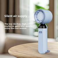 Ventilador de Mano Turbo de 100 Velocidades Ajustables, Pantalla LCD Digital, Mini Ventilador de Refrigeración Portátil Recargable con Soporte Plegable