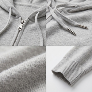 <span class=keywords><strong>Cardigan</strong></span> <span class=keywords><strong>con</strong></span> Cappuccio e Zip in Cashmere 100% della Mongolia Interna, 12GG, Giacca Lavorata a Maglia di Lusso per <span class=keywords><strong>Donna</strong></span>, Maglione Minimalista Senza Tempo - Product Image 3