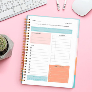 Planificador de anillo de alambre espiral de papel de impresión personalizado, diario de cubierta dura de oro rosa, diario semanal mensual, A5, <span class=keywords><strong>agenda</strong></span> <span class=keywords><strong>escolar</strong></span> - Product Image 5