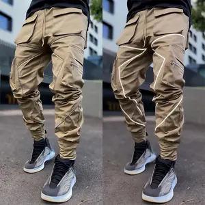 מותאם אישית הדפסת לוגו Streetwear גדול מטען מכנסיים מטען מזדמנים גברים מכנסיים טרנינג רצים עם כיסים