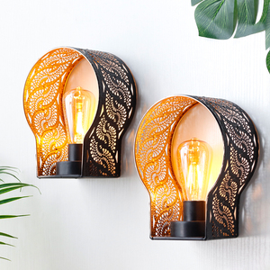 Bộ 2 Pin hoạt động đèn độc đáo không dây sconces đèn lồng kim loại lồng Treo Tường Đèn với 6 giờ hẹn giờ cho trang trí nội thất - Product Image 4