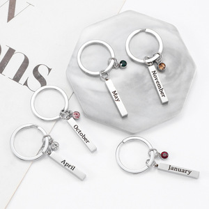 LUYI Ychon Portachiavi Personalizzato con Pietra Portafortuna del <span class=keywords><strong>Mese</strong></span> di Nascita, Gioielli in Acciaio Inossidabile, Ciondolo con Pietra Zodiacale, Regalo di Compleanno e Capodanno - Product Image 3