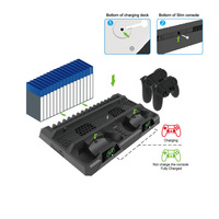 Ventilateur de refroidissement TP4-18119 pour PS4 Slim Pro, chargeur double avec indicateur LED pour station de charge PS4 Slim Pro