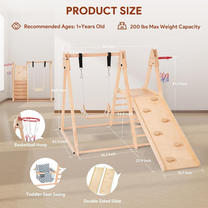 Gimnasio de la jungla interior 8 <span class=keywords><strong>en</strong></span> 1 para niños pequeños, juego de escalador de <span class=keywords><strong>madera</strong></span> Montessori con tobogán, columpio, Red de escalada, escuelas, <span class=keywords><strong>parques</strong></span> de atracciones - Product Image 5