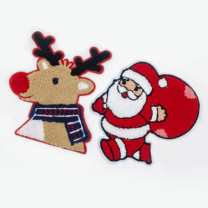 Patchs en <span class=keywords><strong>tissu</strong></span> de Noël, éponge Père Noël brodée, renne de dessin animé mignon, patchs personnalisés pour arbre de Noël - Product Image 4