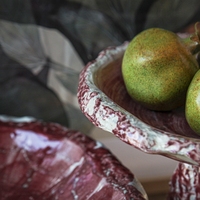 Plateau à fruits en céramique décoratif moderne de luxe, rond, fait main, avec décor en relief, pour la décoration de la maison