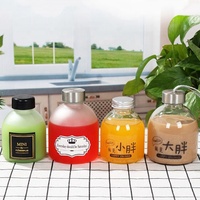 Nuevo diseño portátil redondo Boca Grande 8oz 12oz 16oz botellas de vidrio de leche para paquete de jugo