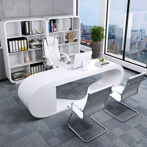 Personalización personalizada Oval Redondo Escritorio <span class=keywords><strong>de</strong></span> oficina ejecutiva Blanco Minimal Elegante <span class=keywords><strong>Abogado</strong></span> Escritorio <span class=keywords><strong>de</strong></span> oficina - Product Image 2