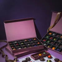 Boîte d'emballage en papier kraft de luxe pour truffes au chocolat de qualité alimentaire, boîte cadeau haut de gamme pour solutions d'emballage de desserts