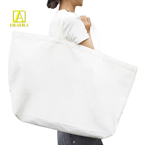 Tote Bag Reusable Customized Letter Logo <b>Printed</b> Shopping Oversized Cotton Canvas Active Lifestyle Sporty for Gym - Product Image 4