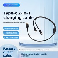 Produsen grosir jaket PVC kabel pengisian cepat & kabel Data ponsel tipe C satu untuk dua USB dengan pelindung anyaman