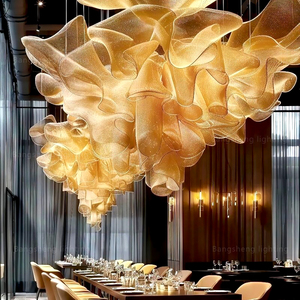 โคมไฟระย้าทรงคลื่นหรูหราขนาดใหญ่สำหรับตกแต่งภายในโรงแรม ร้านอาหาร และพื้นที่เชิงพาณิชย์ - Product Image 3