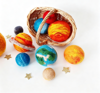 Ensemble de jouets en feutre de laine sur le thème des planètes du système solaire, faits à la main, balles en feutre de différentes tailles, jouets doux et interactifs pour chats
