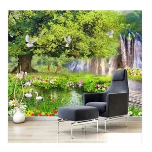 Individuelles Foto-Wandbild 3D-Tapete Wald Schöner Grüner Großer Baum Wandtapete Heim-Dekoration Schlafzimmer-Tapete für Wände - Product Image 1