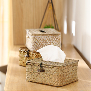 Handwoven <b>Tissue</b> Box Natural Straw Multipurpose Storage Box For Home Office Gift - Product Image 2