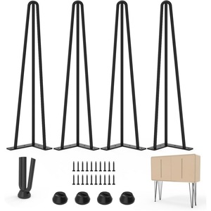 Pieds de table en métal, pieds en forme d'épingle, pieds de table en fer forgé en forme de U, pieds de table à trois lignes, quincaillerie de meubles, pieds de bureau creux et pleins - Product Image 1