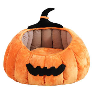 Casa de Interior para perros y gatos pequeños, cama de Halloween de calabaza cálida extraíble, regalo de tela de estilo de dibujos animados sólidos para uso en invierno - Product Image 2