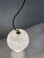 Lustre moderne élégant et luxueux en albâtre, grand modèle, avec éclairage LED, pour îlot de cuisine, bar, comptoir, hall d'hôtel, café, villa