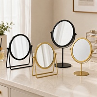 Miroir de maquillage rotatif double face de style européen en métal pour table de toilette de chambre à coucher