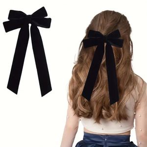 Jepit Rambut Pita Panjang Beludru Model Klasik Warna Solid Aksesoris Jepit Rambut untuk Wanita Grosir - Product Image 5