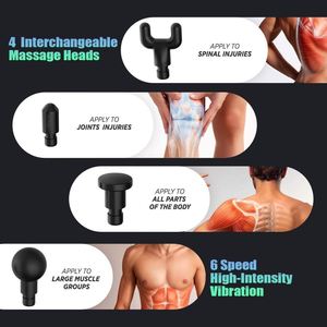 Low Price Portable Electric Wireless Body Mini <b>Massage</b> Gun with 4 <b>Massage</b> <b>Heads</b> and Musical Function - Product Image 3