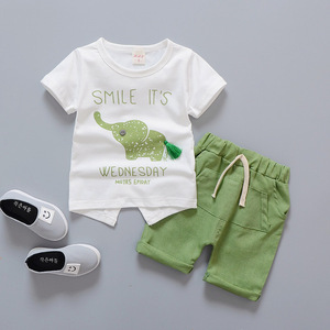 Set per neonati 1-4 anni in edizione Casual per ragazzi pantaloncini estivi a maniche corte per bambini Set da due pezzi - Product Image 2