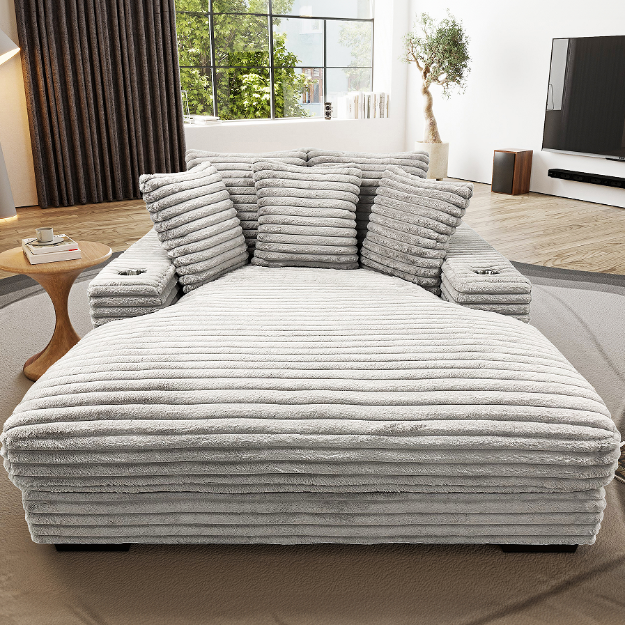 Gris + Contreplaqué + Velours côtelé
