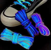 Tali Sepatu Reflektif Hologram Pria dan Wanita, Tali Sepatu Olahraga Menyala Dalam Gelap untuk Sneakers