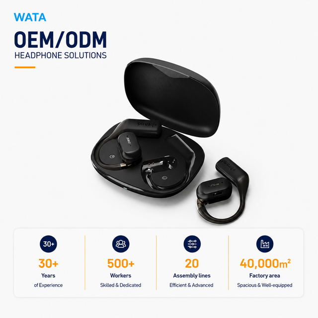 WATA ODM OEM Custom Factory Wireless Comfortable OWS Earphone Headphone Earbuds with Good Quality
