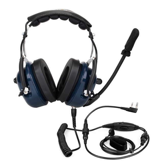 Noise Cancelling Aviation Microphone Headset VOX Volume Adjustment for Kenwood Motorola Baofeng Hytera KYD ICOM Radio