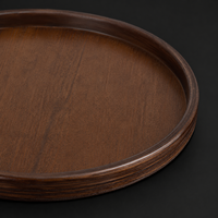Plateau de service rond en bois de noyer de qualité supérieure, plateau en bois massif minimaliste pour table basse et décoration intérieure