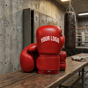 Gants de boxe en cuir véritable rouge 16 oz en gros - Fermeture Velcro - Équipement d'entraînement personnalisé pour votre marque - Product Image 4