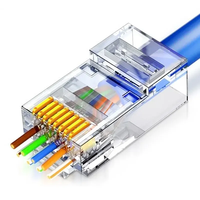 Conector RJ45 Transparente Chapado en Oro de 3 Vías, Conector Modular Cat5e/Cat6, Enchufe Ethernet para Red YOFC