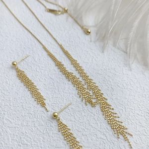 Ensemble de bijoux fins en or véritable 18 carats Xinfly, jolies boucles d'oreilles et collier pour femmes, cadeau idéal pour une fête - Product Image 1